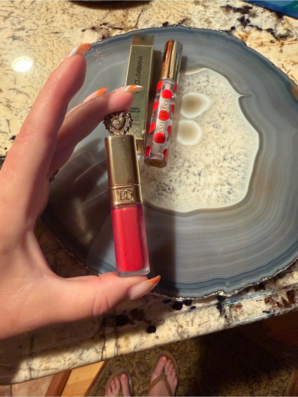 Dolce & Gabbana Red Lip Gloss & Estée Lauder Liquid Lipstick Duo Bundle Set